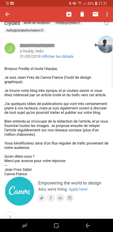Exemple d'email générique d'outreach pour du guest blog Exemple d'email générique d'outreach pour du guest blog