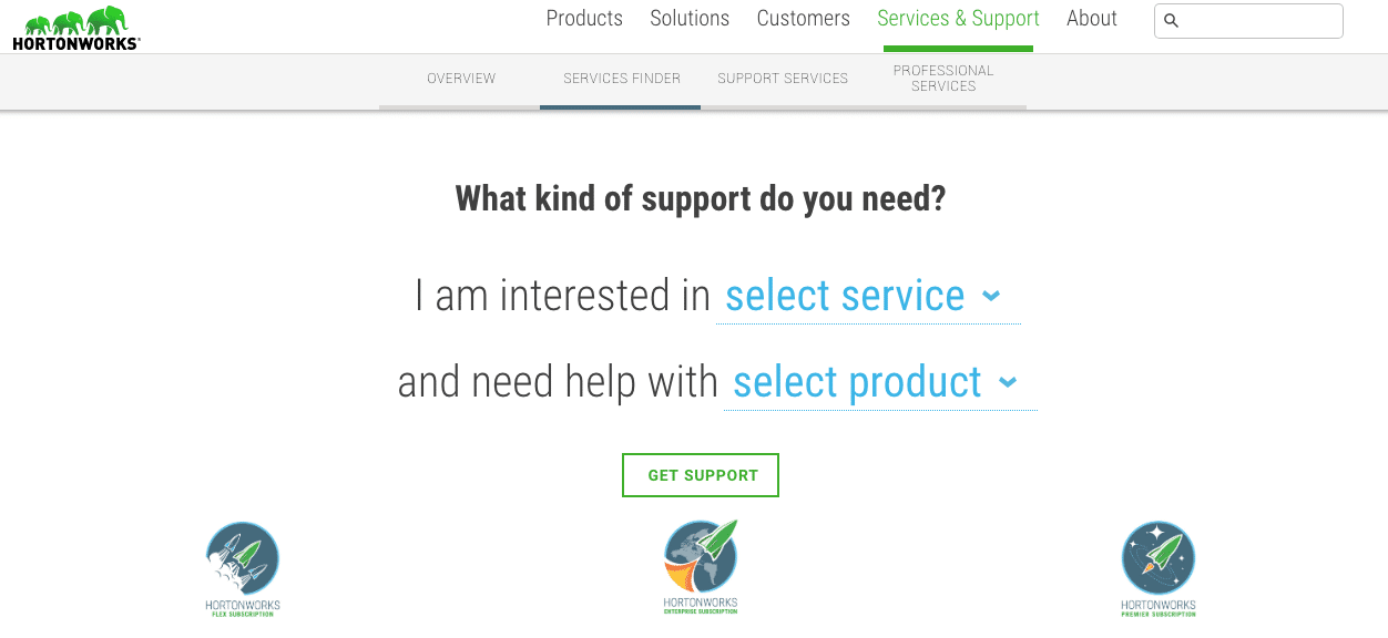 autre visuel du site Hortonworks