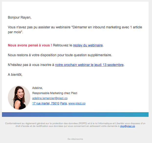 exemple d'emailing personnalisé B2B