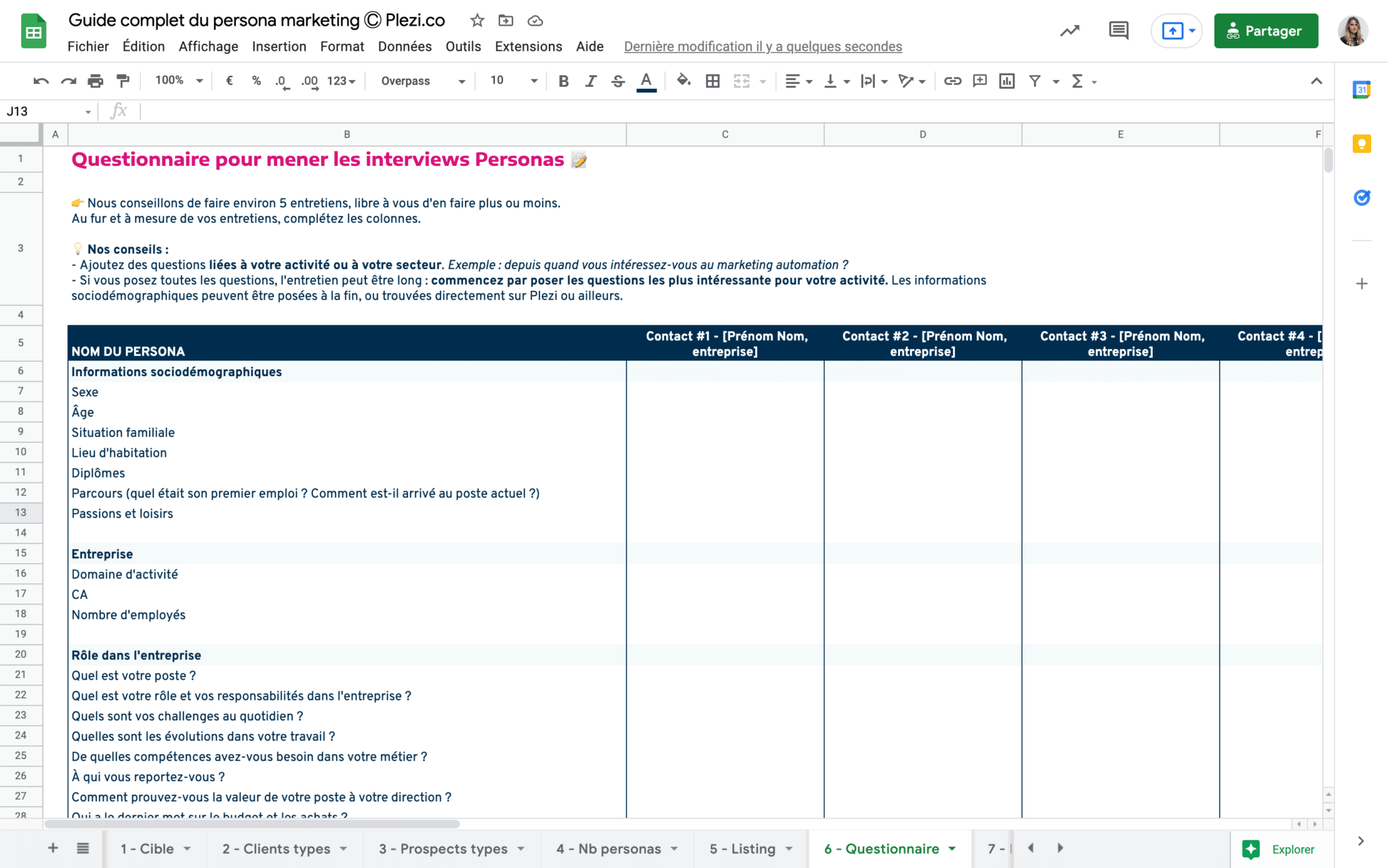 Exemple de questionnaire pour réaliser ses personas marketing B2B