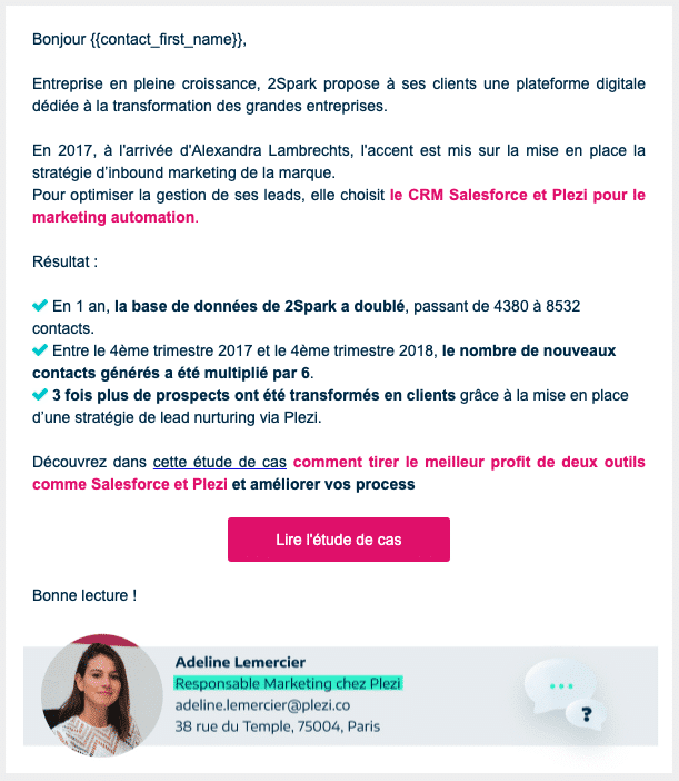 exemple email nurturing chiffres