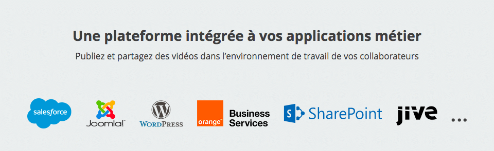 Exemple d'affichage d'intégrations avec d'autres applications d'un logiciel, sur le site web de Momindum