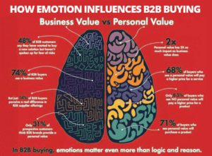 infographie représentant comment les émotions influencent le comportement d'achat en B2B