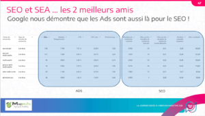 slide de la conférence de Guillaume Eouzan au Plezi Day expliquant l'intérêt des Google Ads en SEO