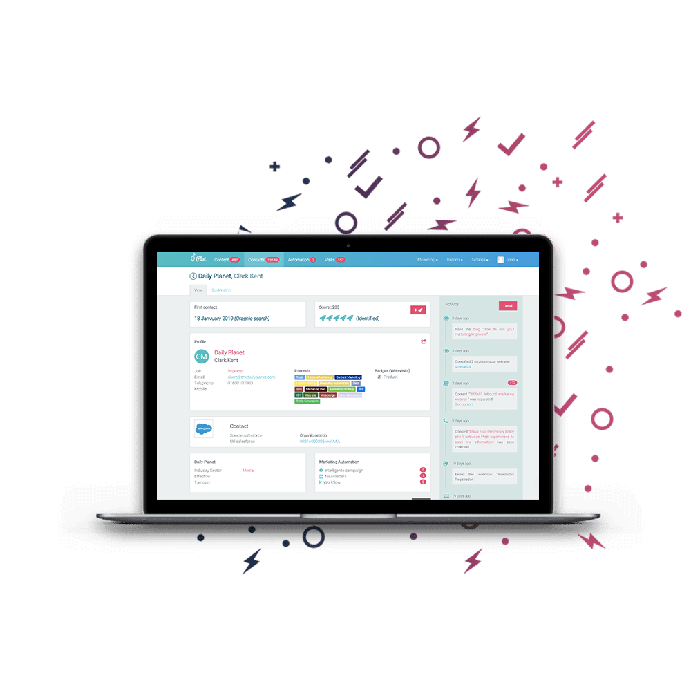 screenshot of the marketing automation software Plezi