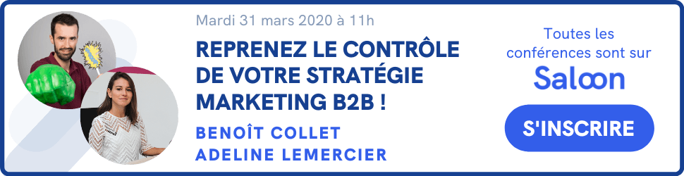 bannière pour s'inscrire à la conférence plezi sur la stratégie marketing B2B sur la plateforme Saloon