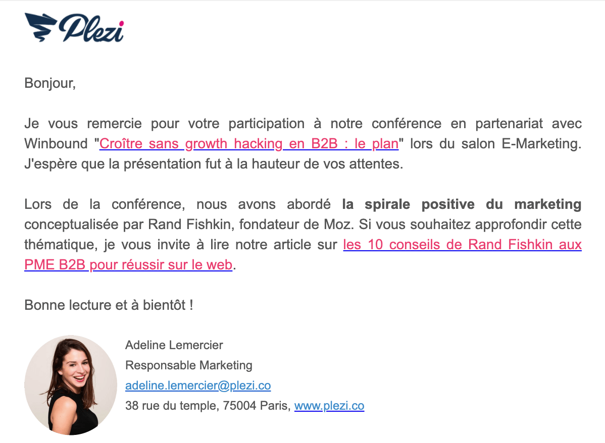 exemple d'un email de nurturing B2B 