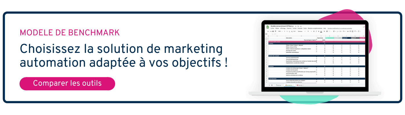 CTA permettant de télécharger le modèle de benchmark de marketing automation