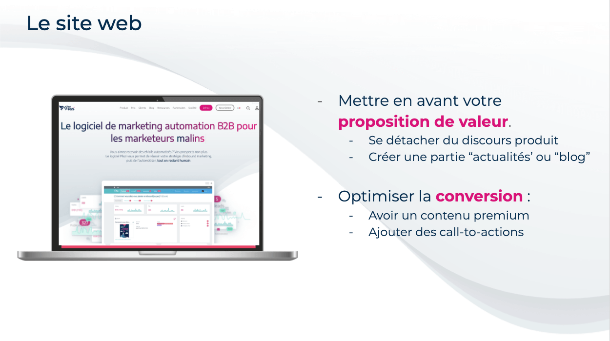 visuel présentant les conseils pour optimiser son site web pour le marketing automation