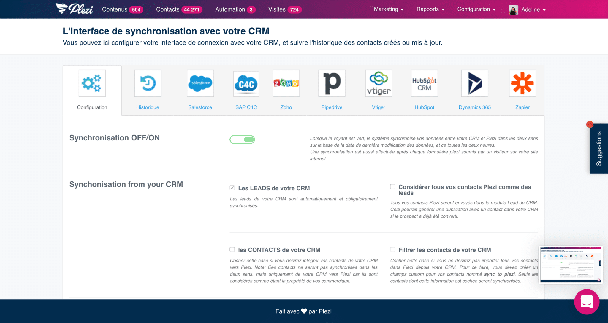 outils marketing utilisés par Lemonway et synchronisés avec Plezi