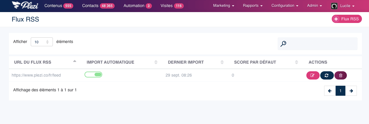 vue de la synchronisation du blog et de plezi