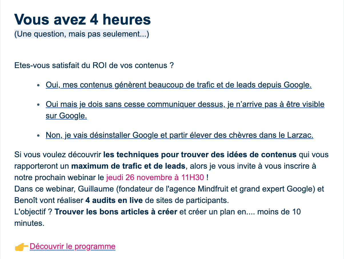 promotion d'un événement B2B dans une newsletter