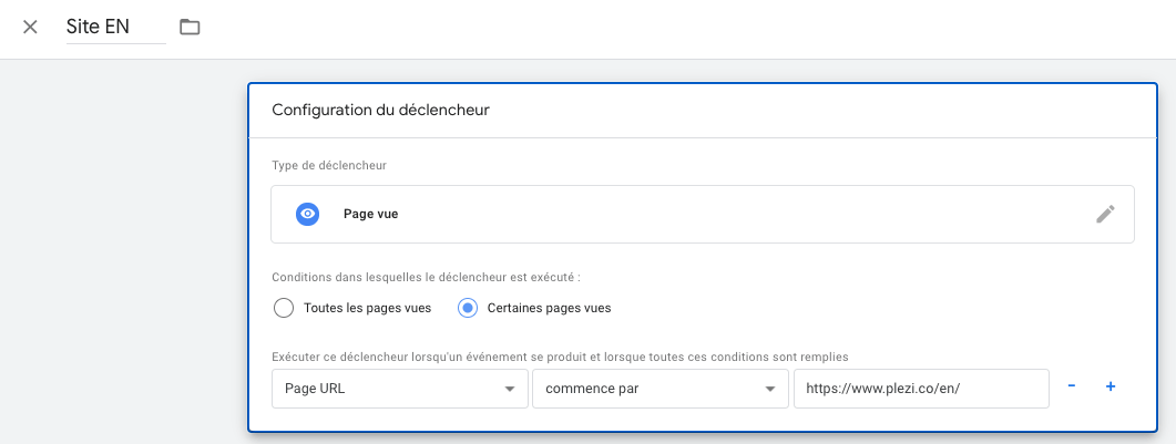 Configurer le déclencheur multilingue dans Google Tag Manager