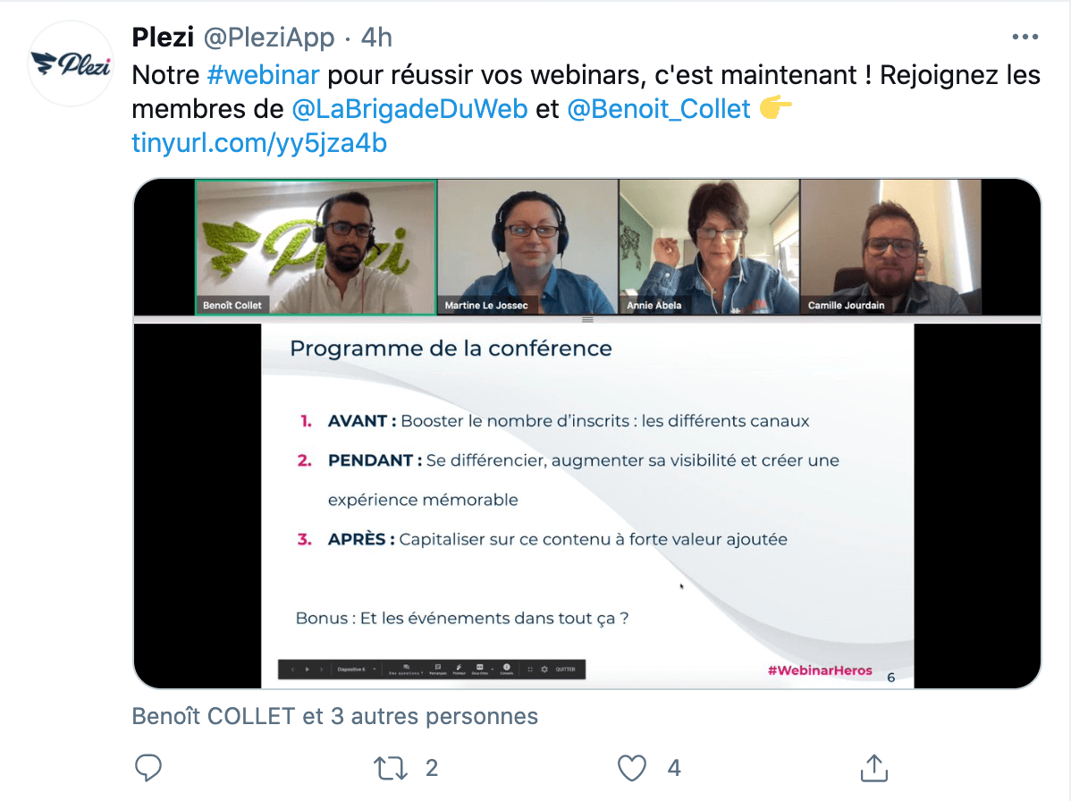 exemple d'un post sur les réseaux sociaux pour faire la promotion d'un webinar