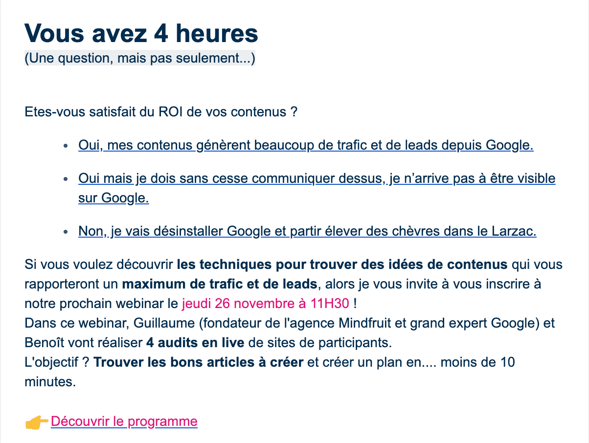 promotion d'un événement B2B dans une newsletter