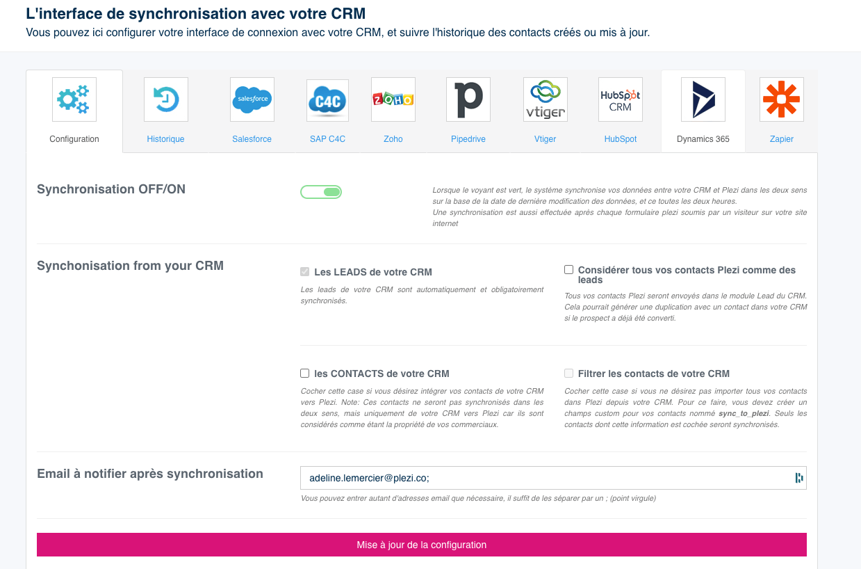 image des crm avec lesquels Plezi se synchronise