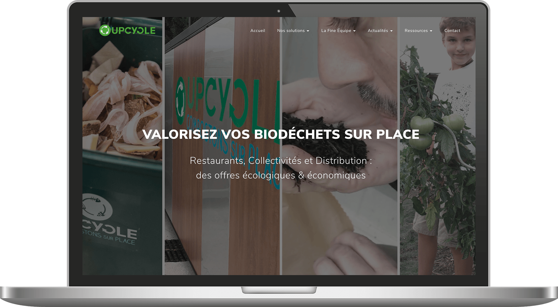 ecran présentant le site web de upcycle