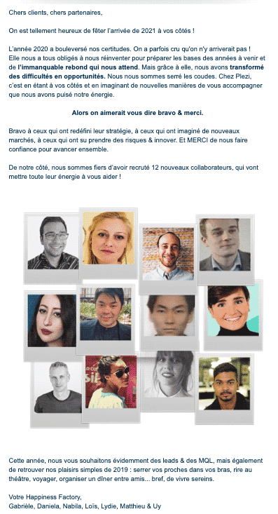 exemple email saisonnier