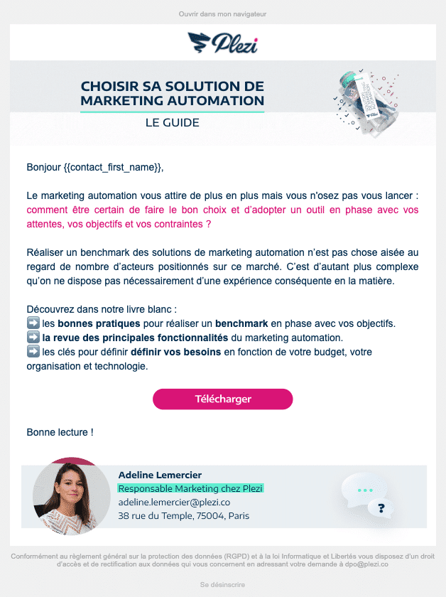exemple emailing contenu