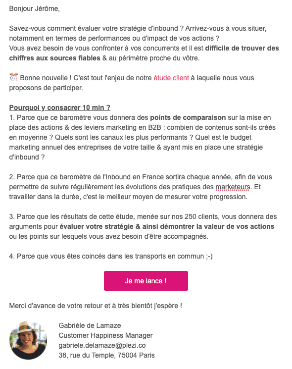 exemple emailing sondage