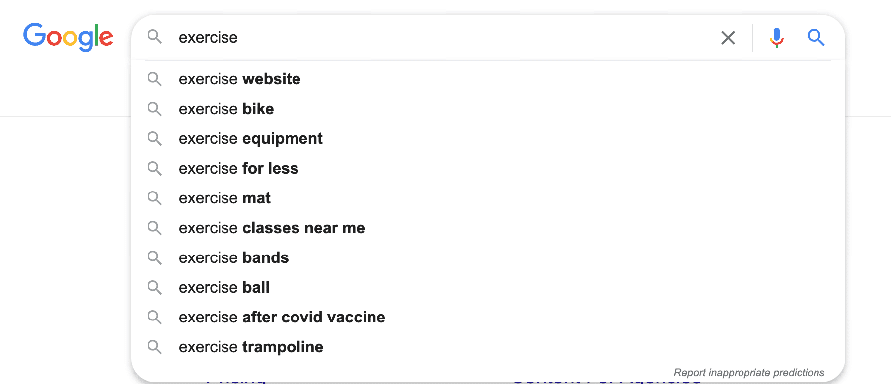 Google search exercise