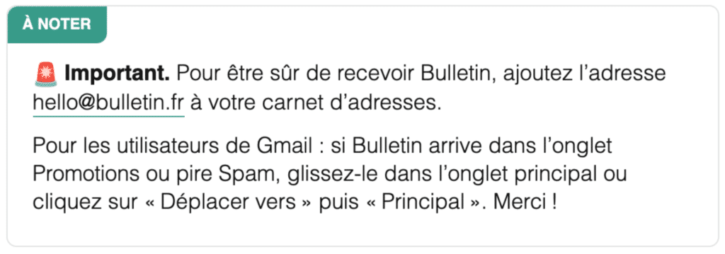 demande d'ajout à la liste de contacts des destinataires d'un email pour augmenter la délivrabilité