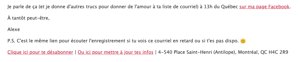 exemple d'un bouton de désabonnement de newsletter bien visible 