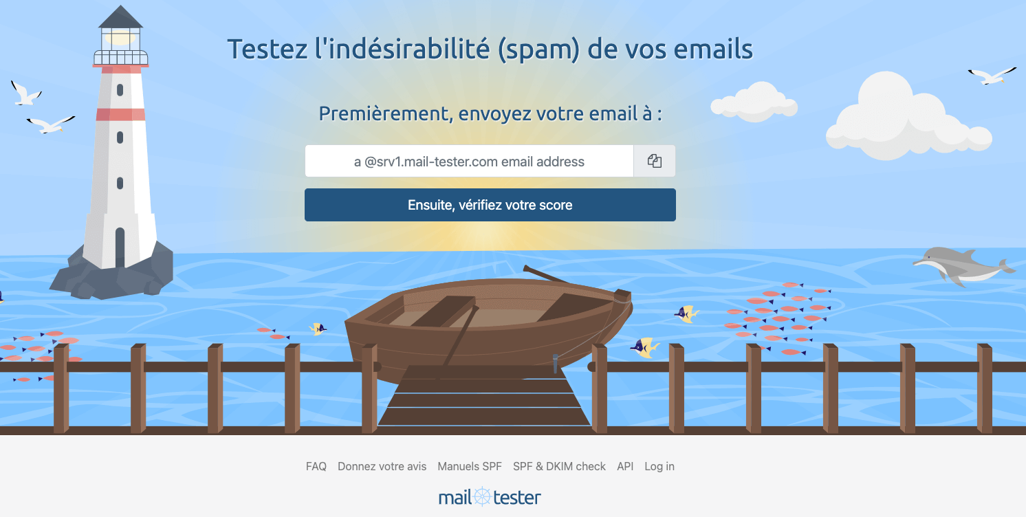 Page d'accueil du site Mail Tester