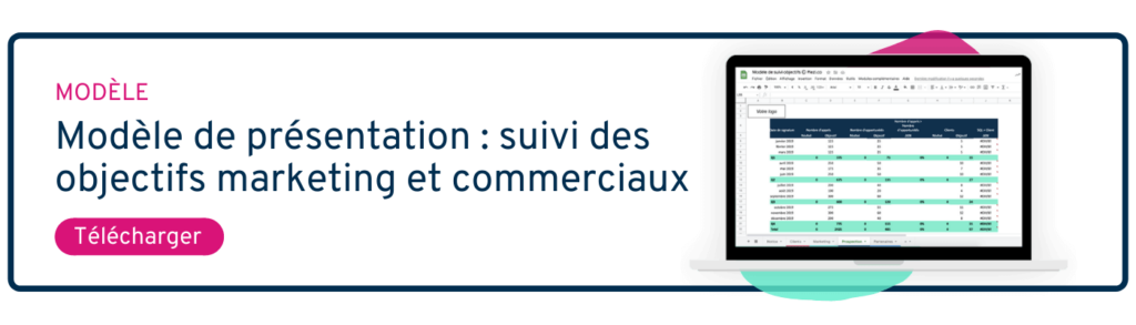 CTA permettant de télécharger le modèle de suivi des objectifs marketing et commerciaux