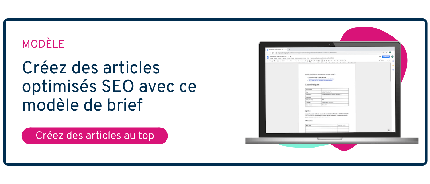 CTA permettant de télécharger le modèle de brief SEO