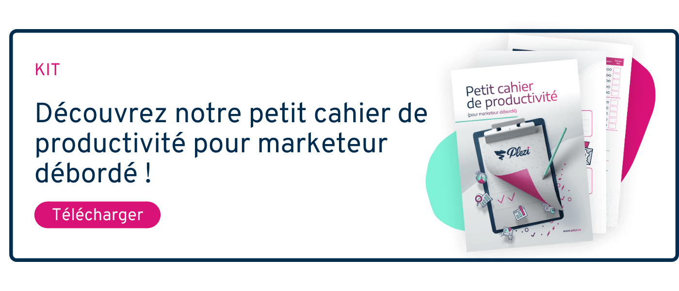 CTA permettant de télécharger le petit cahier de productivité 