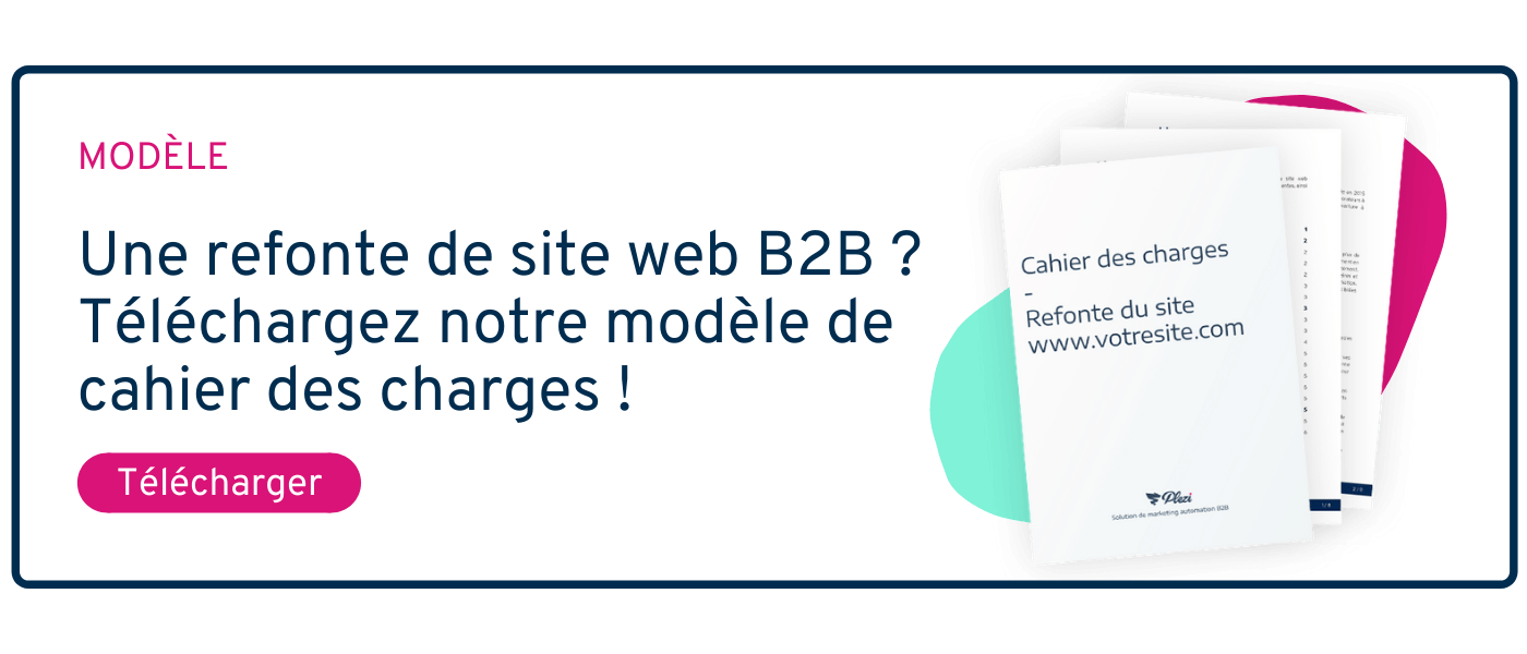 CTA permettant de télécharger le modèle de cahier des charges pour refonte de site web B2B