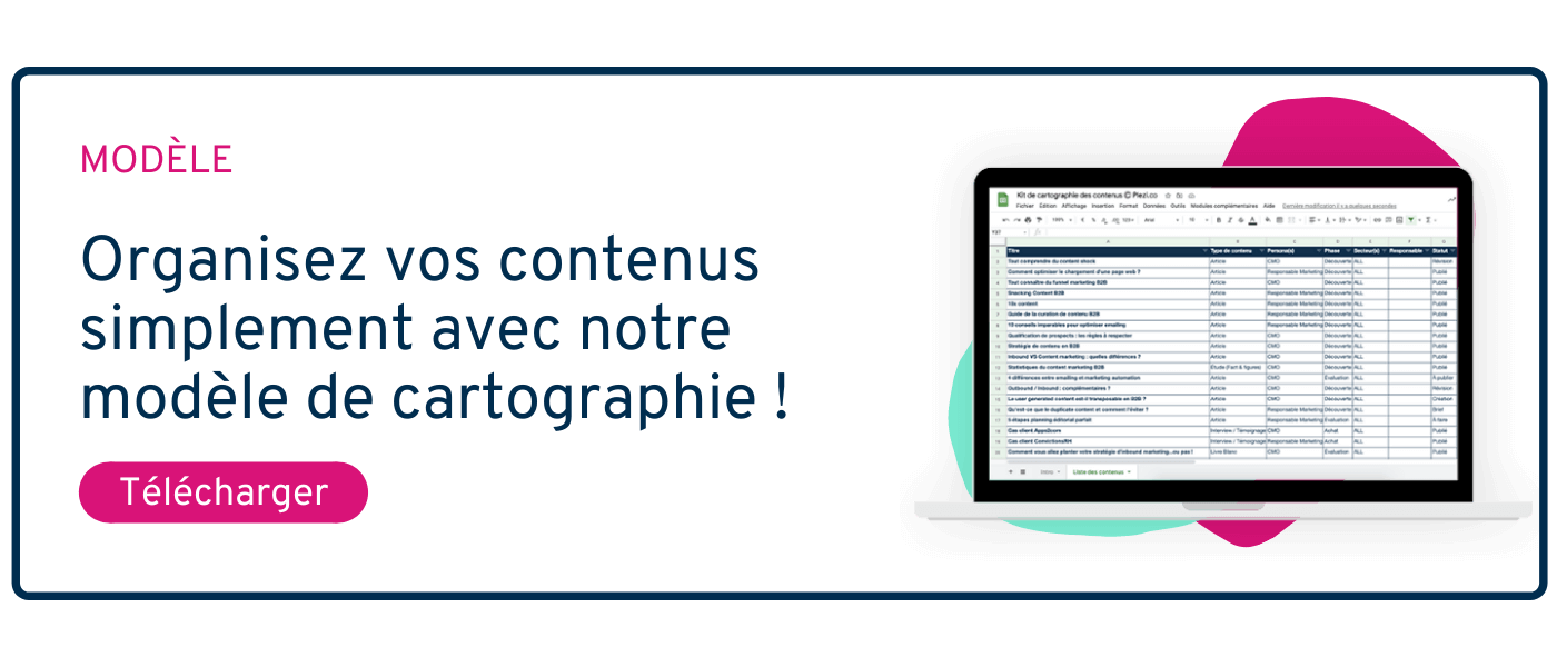 CTA permettant de télécharger le modèle de cartographie des contenus