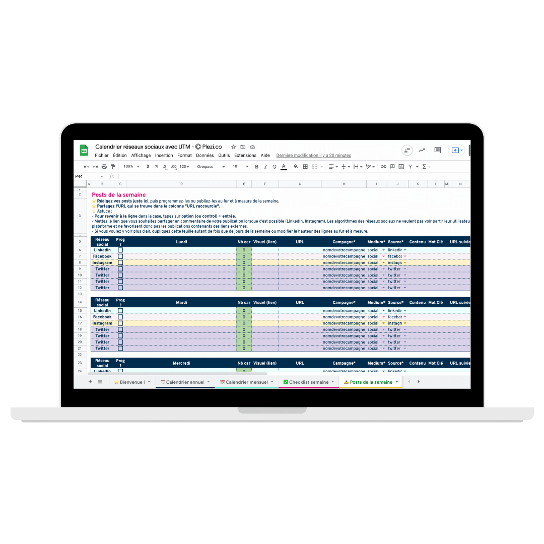 Image du modèle calendrier réseaux sociaux B2B