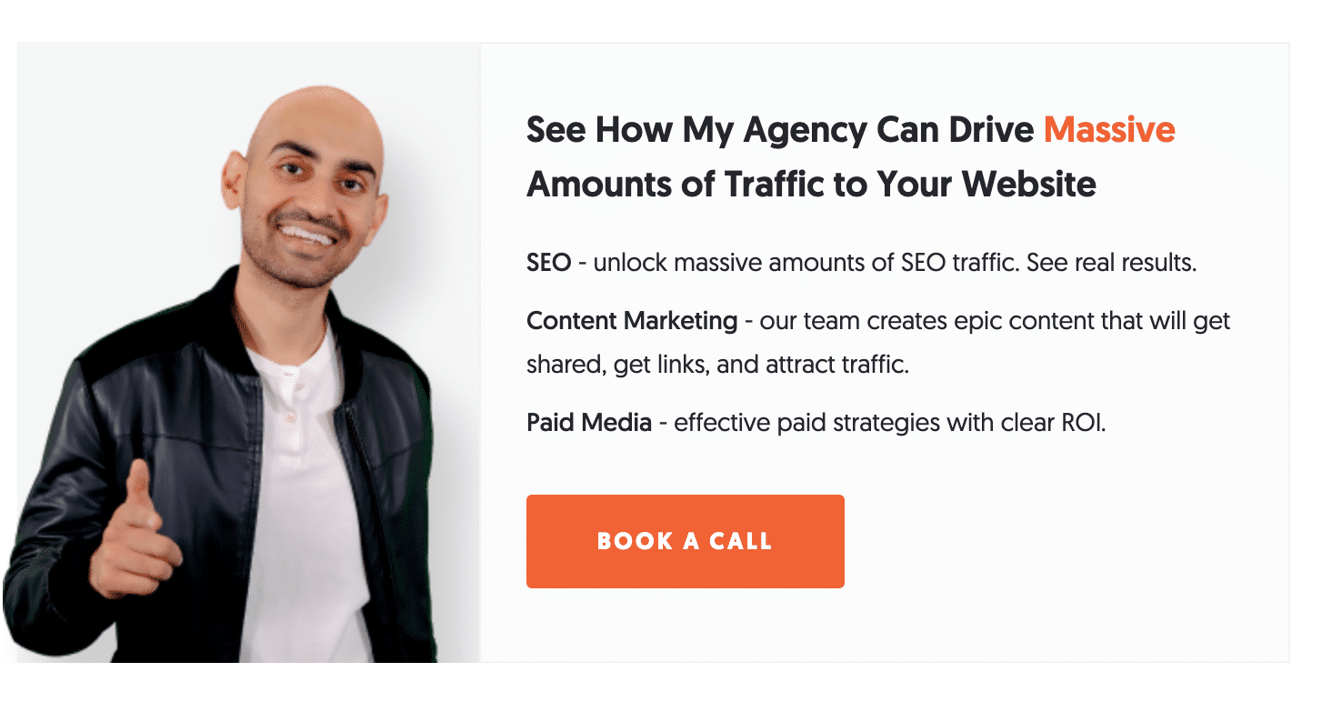 example of a CTA from Neil Patel website