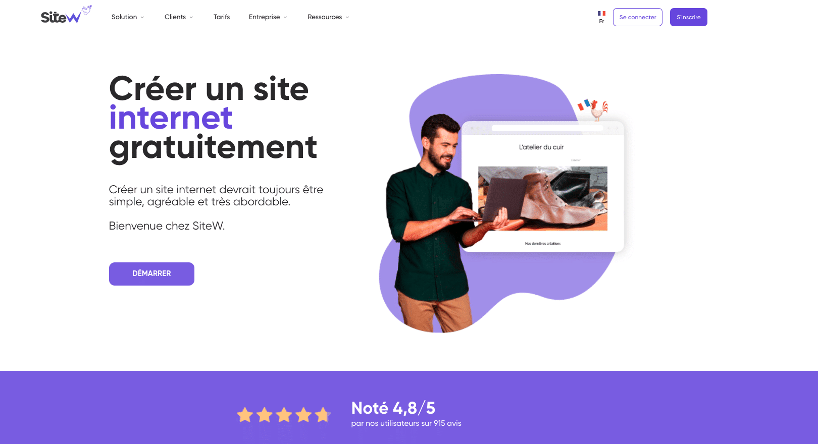sitew, exemple d'un website builder français