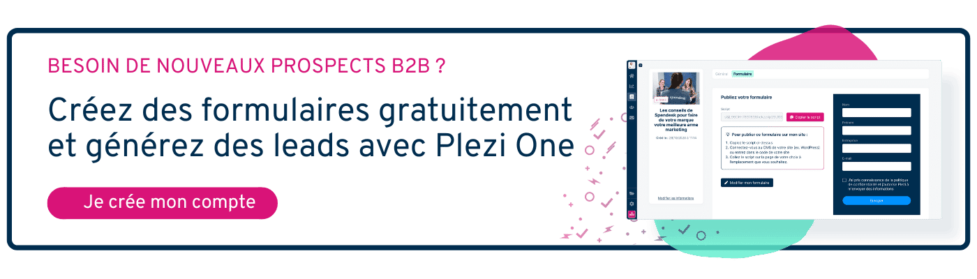 créez des formulaires et générez des leads B2B avec Plezi One 