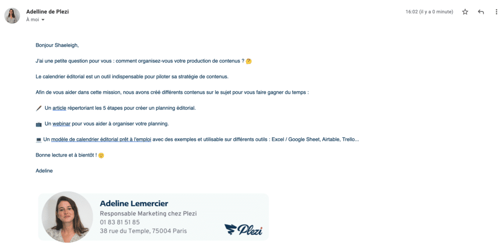 exemple d'un email de lead nurturing