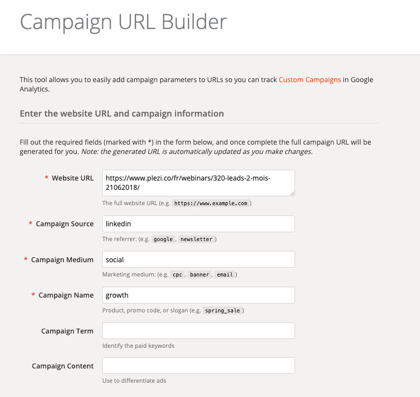 google campaign url builder