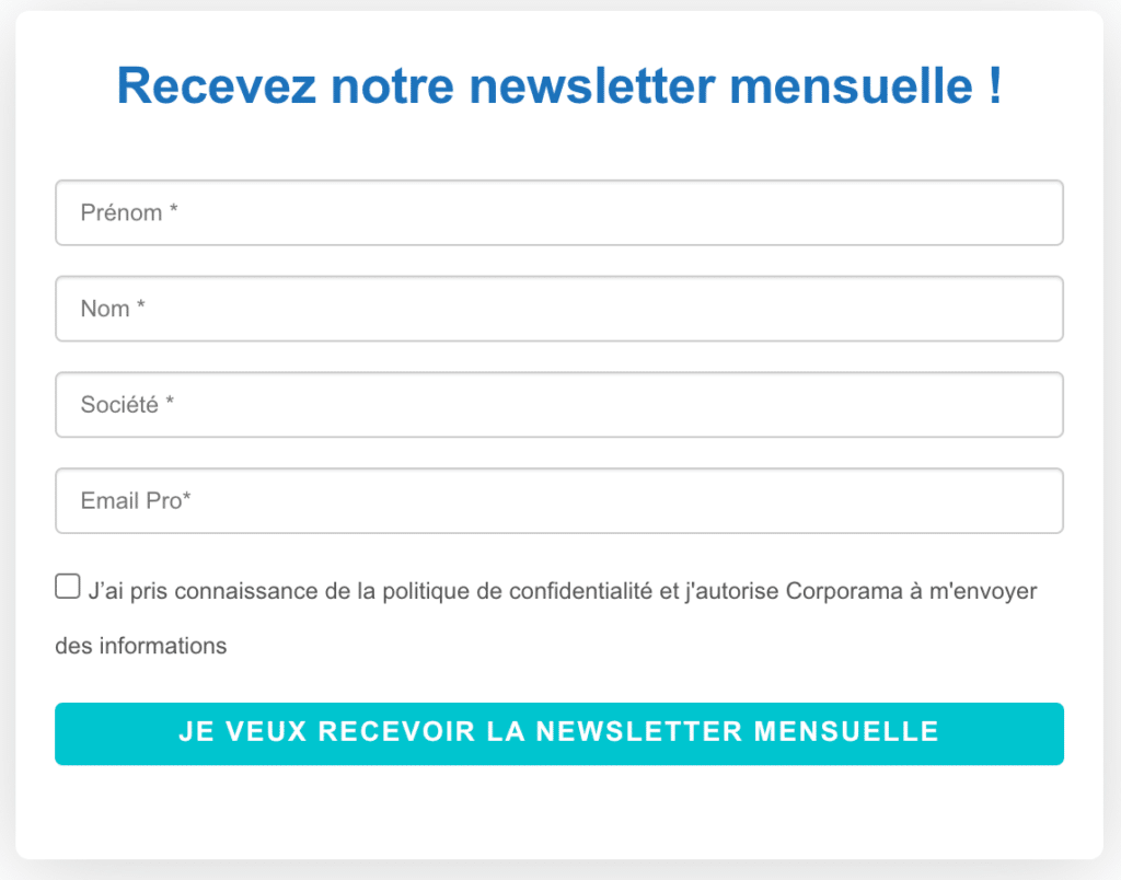 Formulaire newsletter mensuelle exemple 