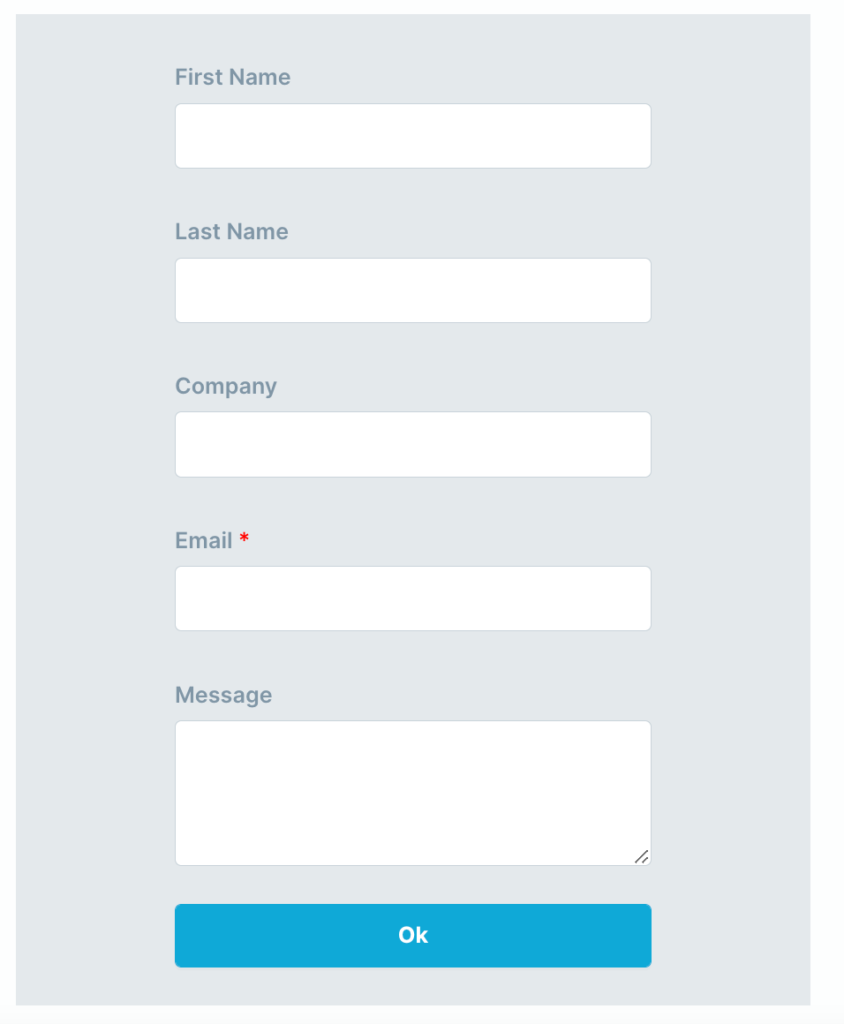 basic contact form created with plezi one