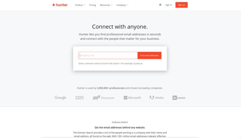 Hunter email finder growth