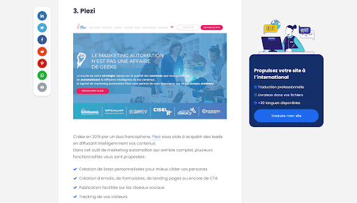 plezi mentionné dans un article de codeur sur les outils de marketing automation