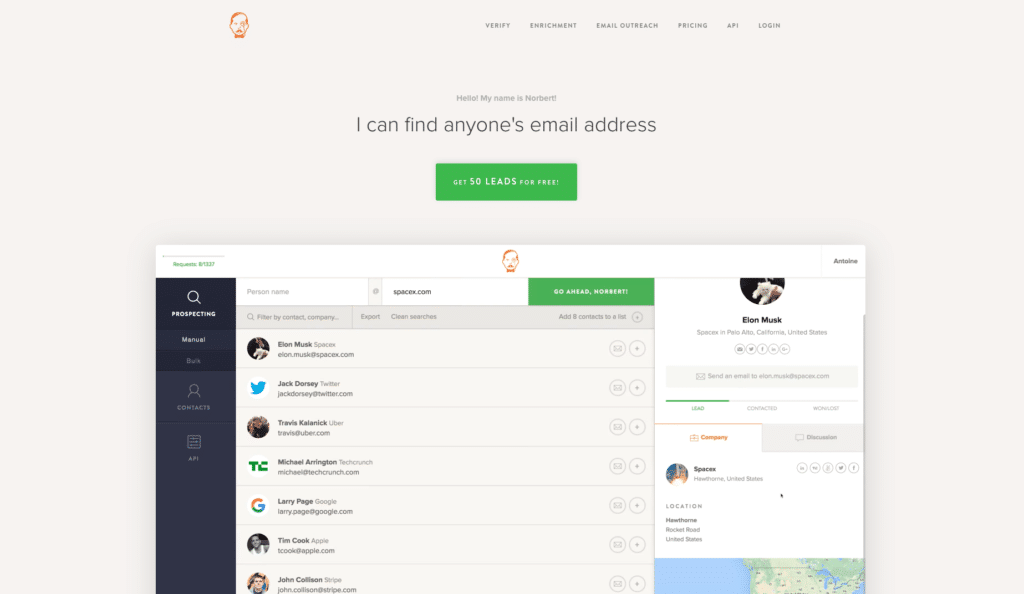 Voilà norbert email finder growth