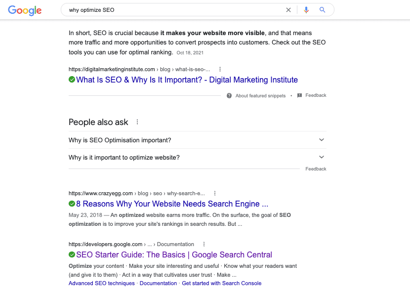 google search "why optimize seo"