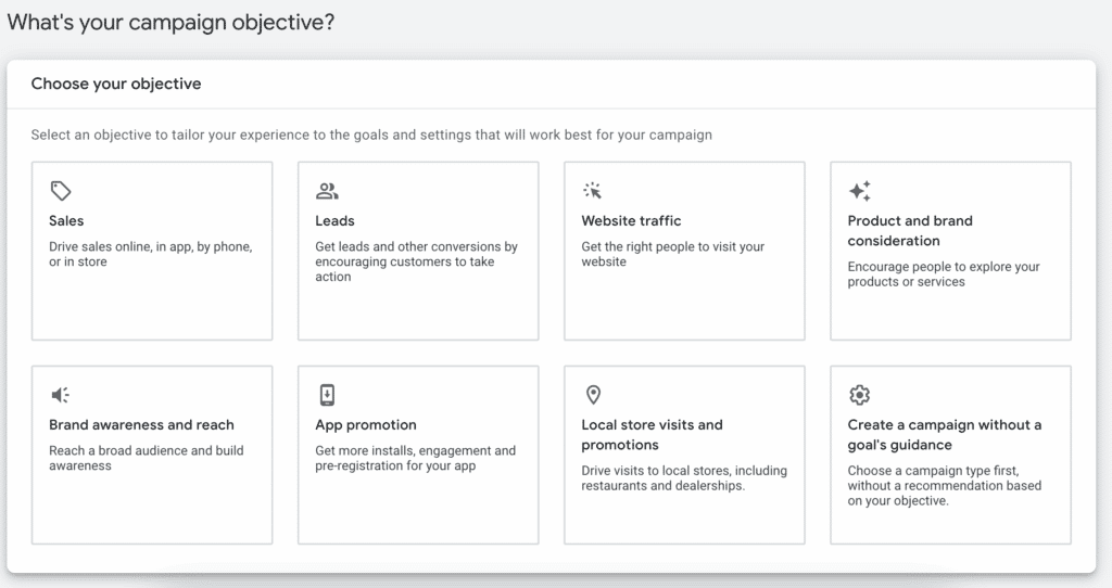 objectifs google performance max