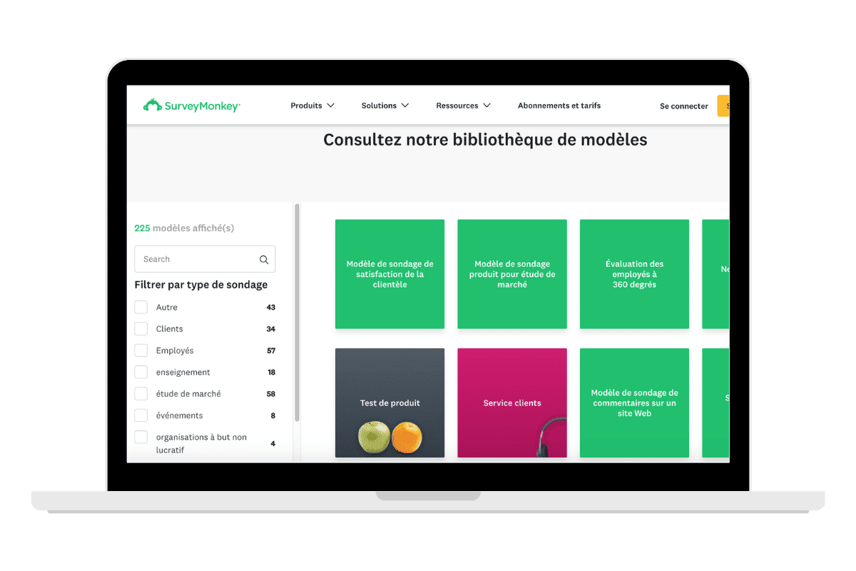 modèle sondage surveymonki