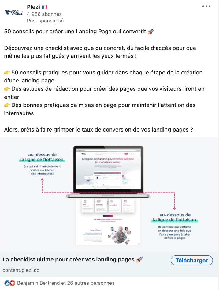 exemple de publicité linkedin capture