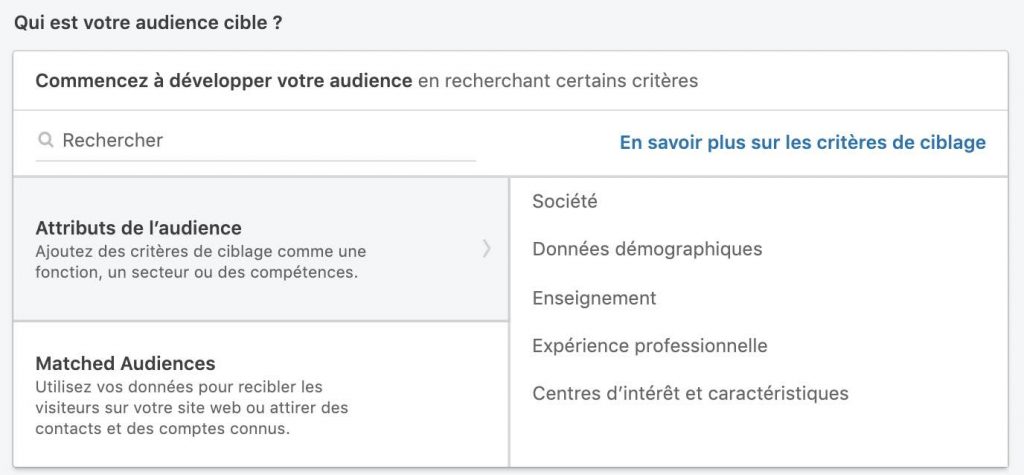 choisir son audience sur linkedin ads