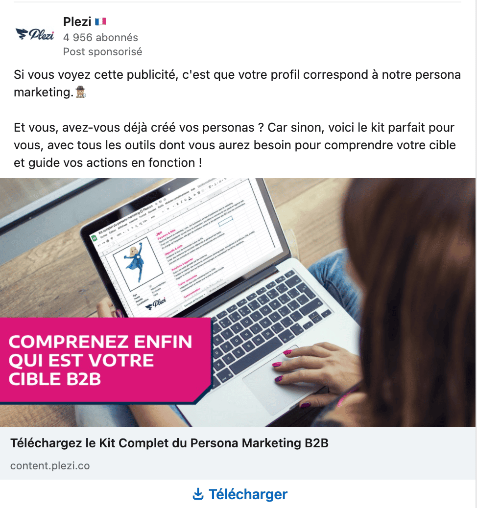 exemple de pub linkedin meta